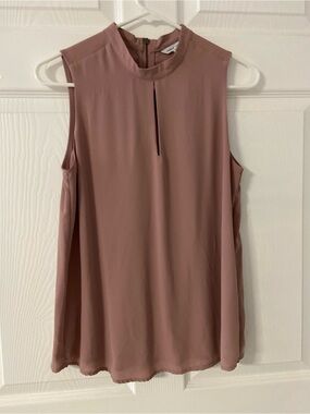 T39a- NAKED ZEBRA Blush Mauve Mock Neck Sleeveless Top